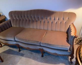 Carved Tufted Sofa original Mohair