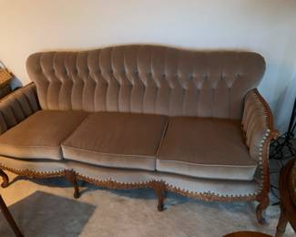 Carved Tufted Sofa original Mohair