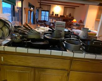 pots, pans, silverware, dishes, cookware