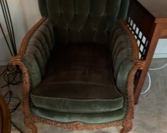 Victorian style velvet upholstered chair