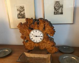 1970s burl wood clock
