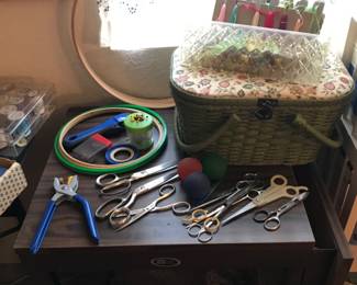 scissors & sewing basket
