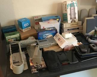 small electronics, tablets, phones, speakers