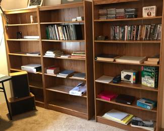 book shelves, vintage 1970’s 80’s computer tech books, dvd’s