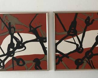 Sara Mack abstract mid century art oil on canvas