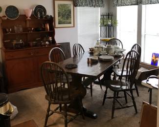 Farm dining table & 6 chairs, dish set