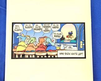 Original Mike Peters Comic Strip on 12 x 12 "ARTile" Disney “Why Snow White Left“