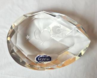 Vintage Faceted Hand Cut Zodiac Crystal ~ Cancer Sign