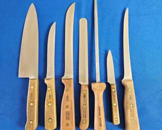 Set of Vintage Chicago Cutlery Knives w/ Unbranded Drawer Knife Holder