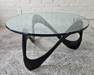 Amazing Vintage Mid Century Modern Coffee Table w/ Cast Aluminum Legs and 32" Round Glass Top