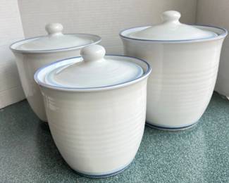 Set of 3 Vintage Pfaltzgraff Canisters in Sky Pattern- Excellent Condition!