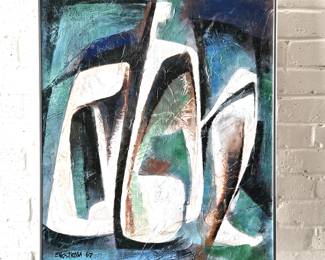 (Slight Water Damage) Original Art on Canvas by Magnus Engstrom 1967 - Measures 20" x 24" Framed. Signed.