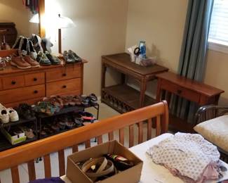 End Tables, Shoes and racks, dark Rattan wicker chair