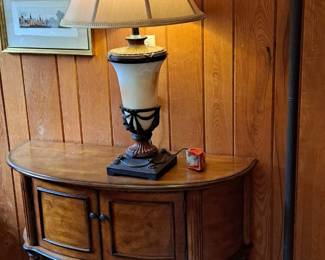 Lamps and half-round table