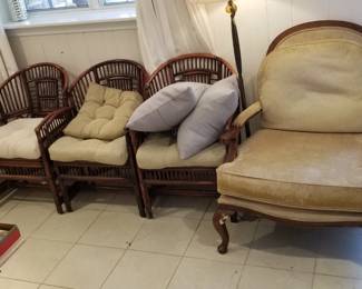 Rattan wicker chair set of 4 and Luxury lounger