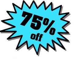 1pm to 2pm - 75% off!
