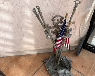 Charming dog figure fireplace set