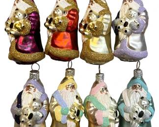8 Mini Patricia Breen Santa Ornaments