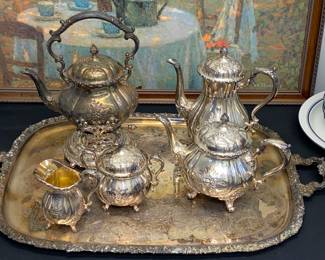 Silver plate tea and coffee set