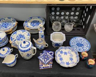 Blue and white china pieces