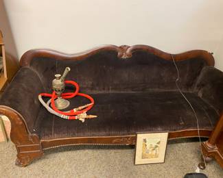 Antique velvety seated couch
