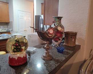 MISCELLANEOUS DECORATIONS. THE SHELL SHAPED ITEM IS A SAUCE SERVER.