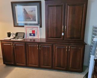 HUGE OFFICE 2 PIECE UNIT CUSTOMIZED  (NOTE: LAMP AND PLASTIC SHELVING NOT FOR SALE)