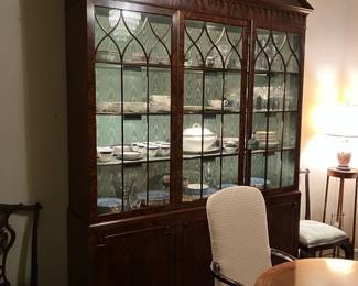 Large antique china cabinet with lights. New value: $6,000.00. Was $2,195. Today, $1200 or best offer.