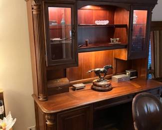 Large Office bookcase and hutch, with desk set and filing cabinet. Now: $650.