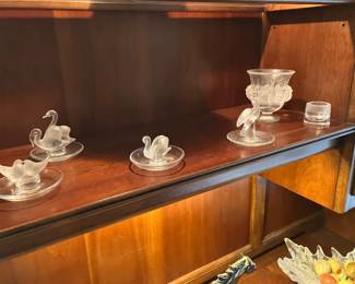 Lalique ring holder and bowl: $60-175.