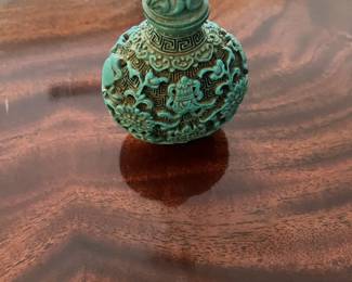 Small turquoise Chinese vintage parfume bottle. $20
