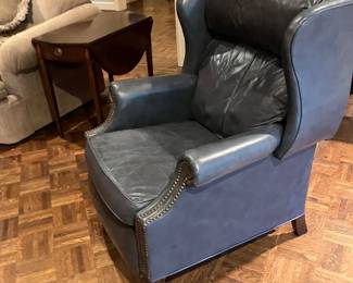 Vintage Blue leather recliner. $400.