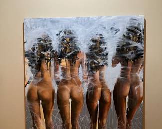 The original "Four Graces" (2015) oil painting on canvas by Sarah Rupp. 48"x 48". This pop icon was originally listed at $15,000.00. Currently listed at $7,500.00. One of a kind.