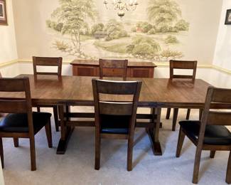 Table measures 108" x 44" x 30" with 2 18" leaves in place.