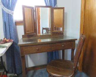 Antique vanity with matching chair