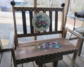 Darling little bench painted with a strawberry design