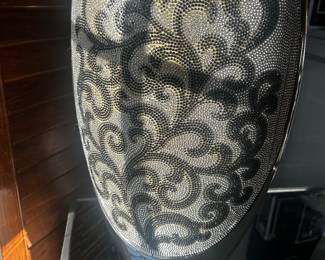 Hand beaded Vases very heavy pair mother and daughter