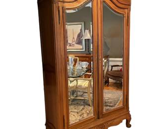 $1200 - Vintage Large Mirror Front Armoire Wardrobe Cabinet NJ220-26                                                                                       Description: Add a touch of vintage charm to your bedroom with our Vintage Large Mirror Front Armoire Wardrobe Cabinet. Perfect for storing and organizing your clothes with its spacious interior and multiple shelves. The mirrored front adds a touch of elegance and functionality, while the vintage design brings a unique aesthetic to your space.

Dimensions: 45 x 19 x 96"H

Condition:  Very good condition.  Bolted to wall.  Buyer will need to unbolt.

Local pick up Rockville, MD.  Please contact us for shipper suggestions