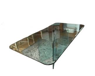 $1700 - MCM Glass X Base Dining Table Brass Plated Connector Attributed to Pace NJ220-43                                                       All Glass Dining Table With Brass Plated Connector Attributed to the Pace Collection  Elevate your dining experience with our Mid Century Glass X Base Dining Table. The sleek design and sturdy X base provide a modern touch while the tempered glass top offers durability and style. Perfect for entertaining or family meals, this table is a must-have for any dining room.

78 x 40 x 28.5"H

Local pick up Rockville, MD.  Contact us for shipper suggestions.
