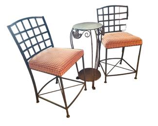 $500 - Full Back Forged Iron Bistro Table & 2 Chairs NJ220-40                                                                                                     This Full Back Forged Iron Bistro Table & 2 Chairs NJ220-40 is a stylish and durable addition to any outdoor space. Made with sturdy forged iron, this set includes a table and 2 chairs with full back support for maximum comfort. Perfect for relaxing and entertaining guests in your backyard or patio.

Dimensions: 24 x 18 x 37"H;  Table = 17 x 17 x 32"H

Condition:  Good condition.  

Local pick up Rockville, MD.  Please contact us for shipper suggestions