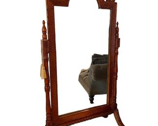$500 - Vintage Wood Intricately Carved Standing Mirror NJ220-7                                                                                          This beautifully crafted Vintage Wood Carved Standing Mirror is a timeless addition to any room. The intricate carvings add a touch of elegance while the standing design provides convenience. Made with high-quality materials, this mirror offers both style and functionality for an elevated space. 

Dimensions: 34 x 21 x 81"H

Condition:  Very good condition

Local pick up Rockville, MD.  Please contact us for shipper suggestions