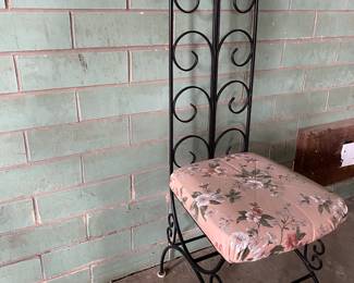 Mid-Century modern iron chair with fabric cushion