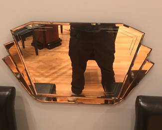 Beveled Peachglass Art Deco Mirror.