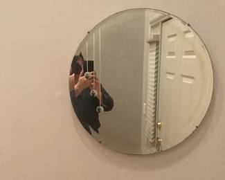 Round Art Deco Mirror with Etched Design.