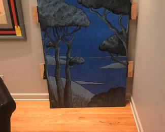 Framed Landscape painting: Dusk