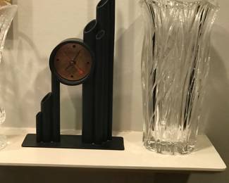 Crystal vase and Metal clock
