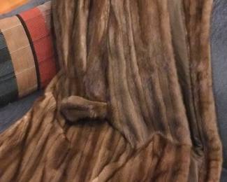 Ladies full length mink coat with hood (Size 10)