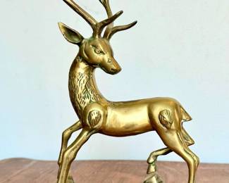 Vintage MCM Brass Deer