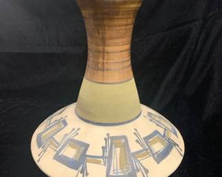 Item #58 Mid-C Harsa Israel 10" art pottery vase signed by artist Azaz, ca 1960, $175