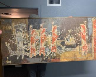 Item #2 Very large Agnes Sims (American 1910-1990) untitled oil on canvas, 31" x 66", $1,200